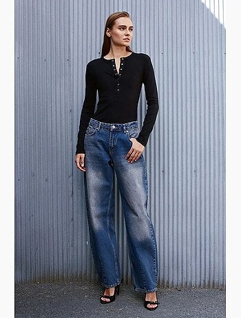 Jean large en denim de coton, taille haute dilvin