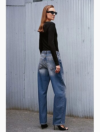 Jean large en denim de coton, taille haute dilvin