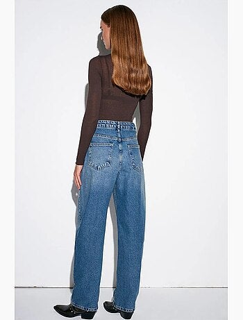 Jean large en denim de coton, taille haute dilvin