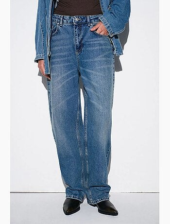Jean large en denim de coton, taille haute dilvin