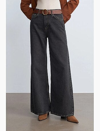 Jean large en denim de coton, taille haute dilvin