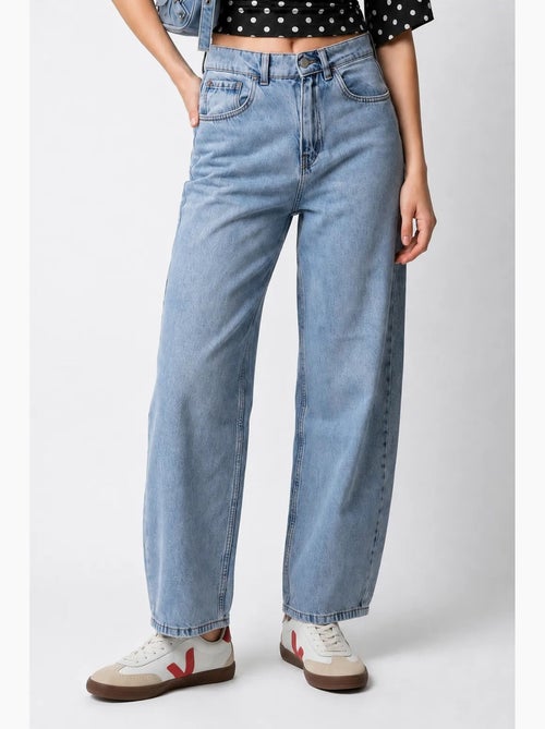 Jean large en denim de coton, taille haute mixray - Kiabi Jean large en denim de coton, taille haute mixray - Kiabi