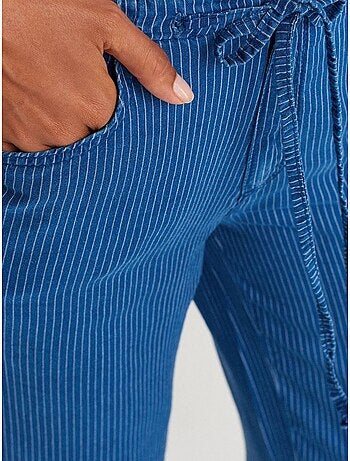 Jean large rayé en tencel à taille mi-haute dilvin