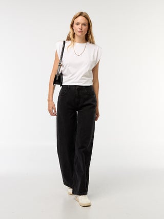 Jean large taille haute 5 poches