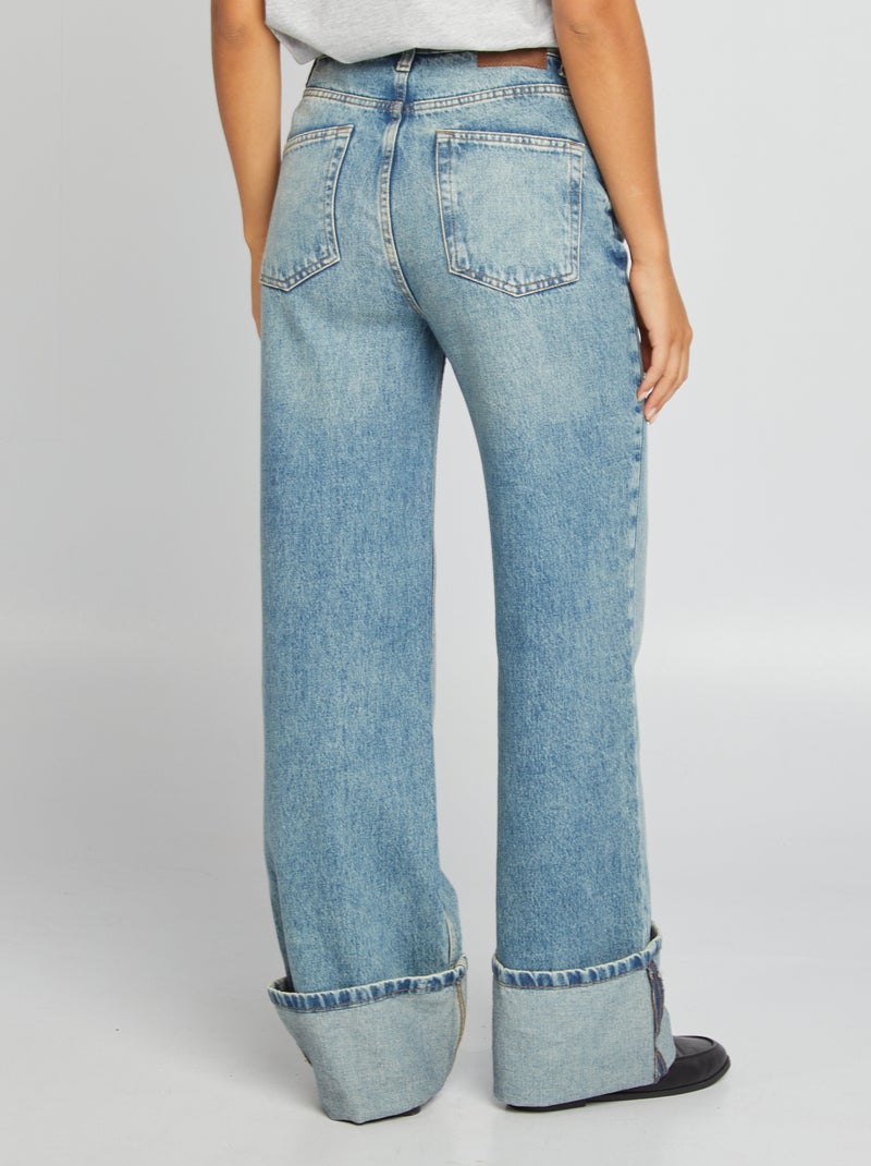 Jean large taille haute avec revers Dirty stone - Kiabi