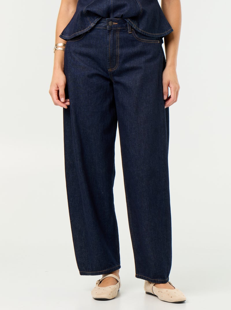Jean large taille haute Bleu - Kiabi