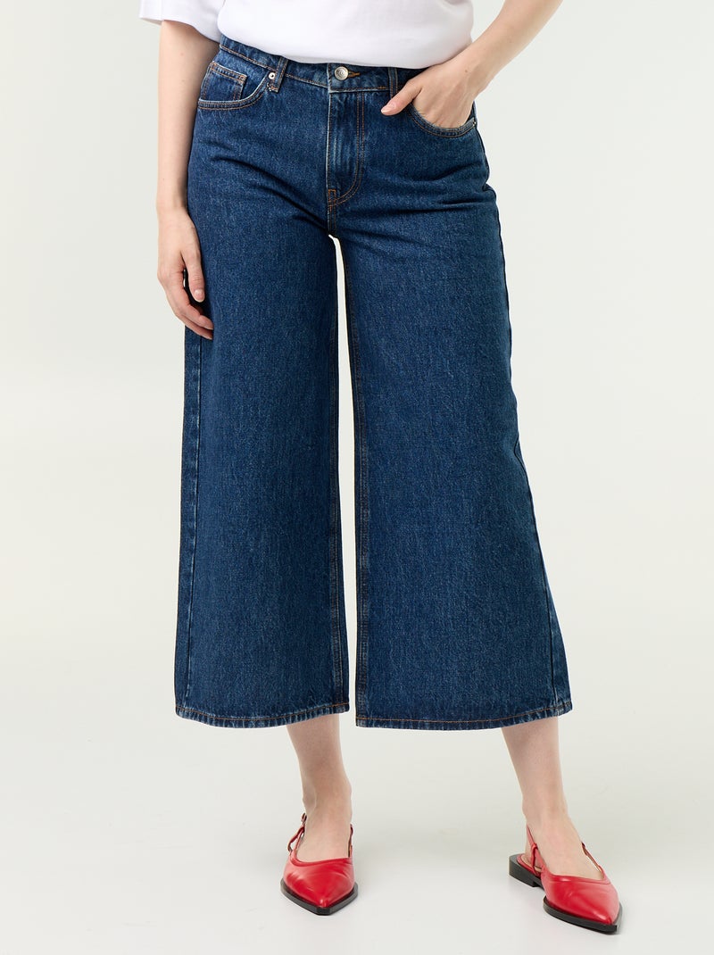 Jean large taille haute Bleu - Kiabi
