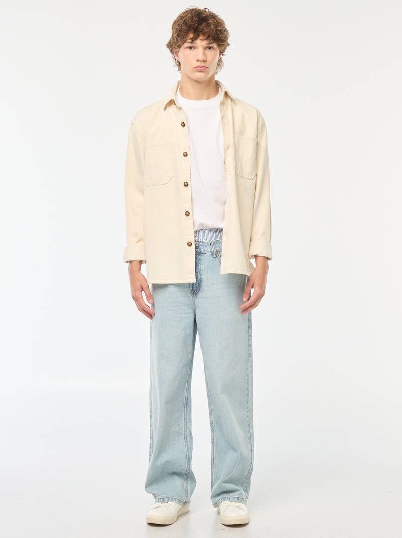 Jean large type baggy avec faux caleçon intégré à la taille Bleu - Kiabi