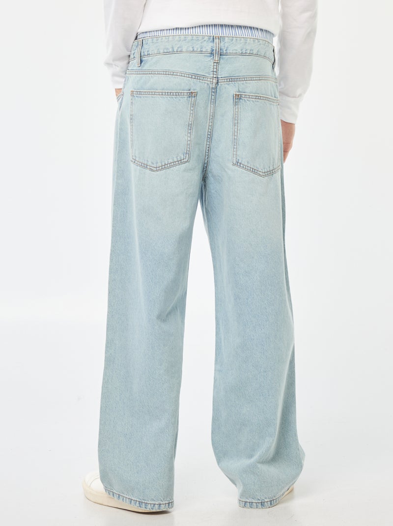Jean large type baggy avec faux caleçon intégré à la taille Bleu - Kiabi