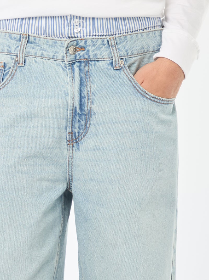Jean large type baggy avec faux caleçon intégré à la taille Bleu - Kiabi
