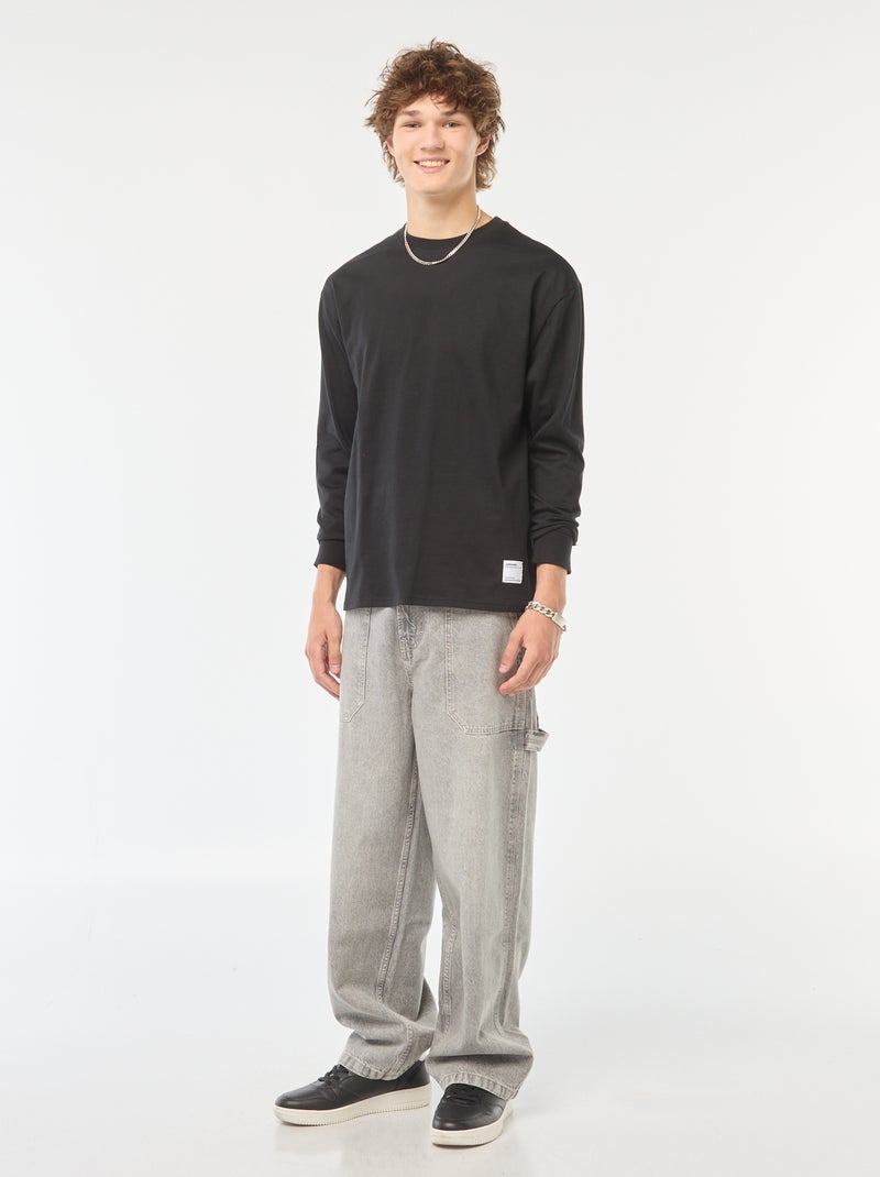Jean large type carpenter à 5 poches Gris - Kiabi