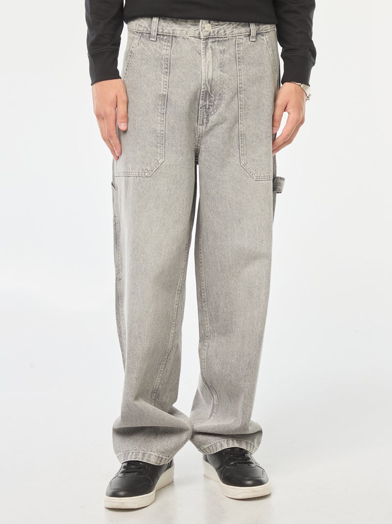 Jean large type carpenter à 5 poches Gris - Kiabi