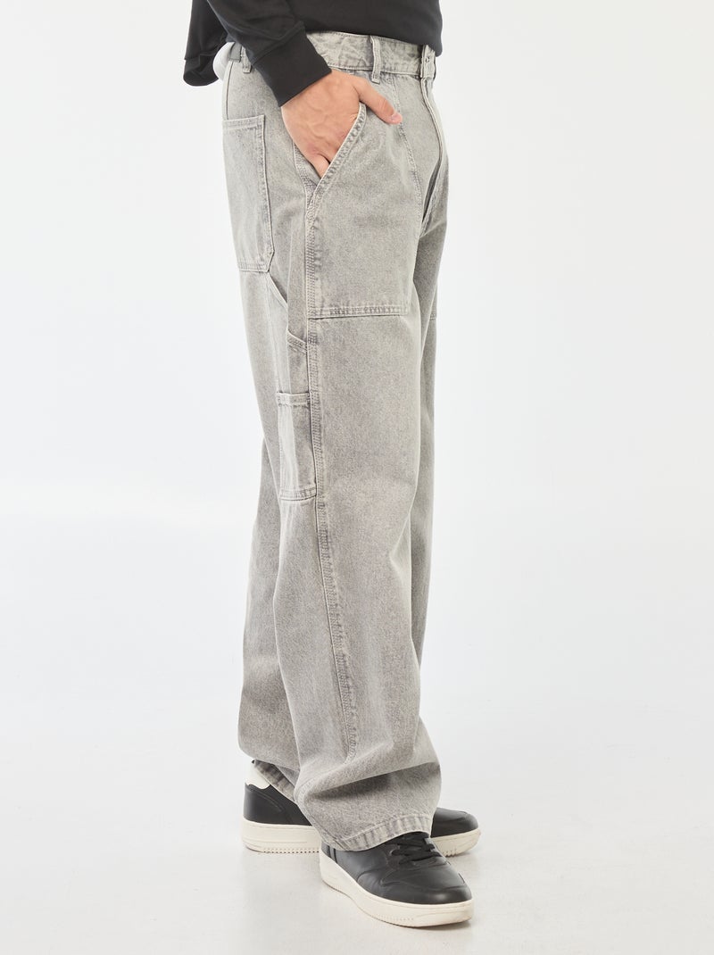 Jean large type carpenter à 5 poches Gris - Kiabi