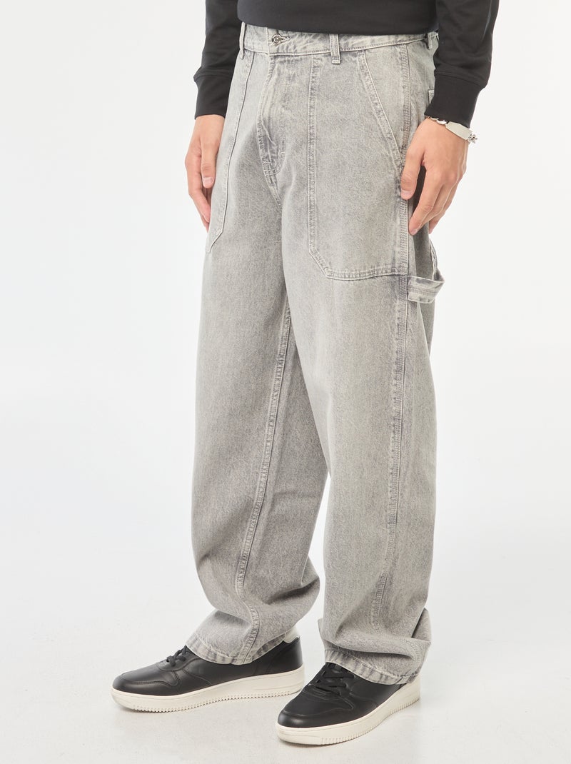 Jean large type carpenter à 5 poches Gris - Kiabi