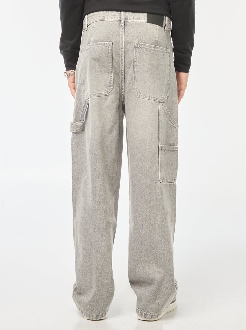Jean large type carpenter à 5 poches Gris - Kiabi