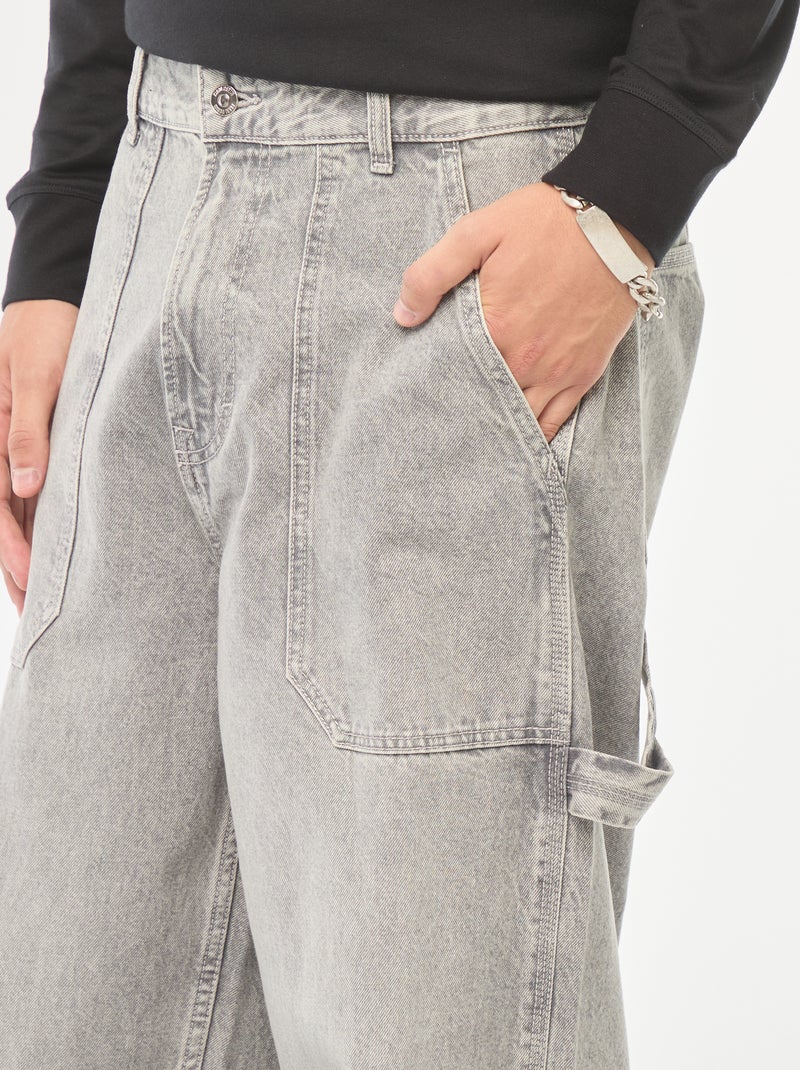 Jean large type carpenter à 5 poches Gris - Kiabi