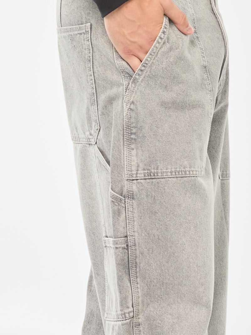 Jean large type carpenter à 5 poches Gris - Kiabi