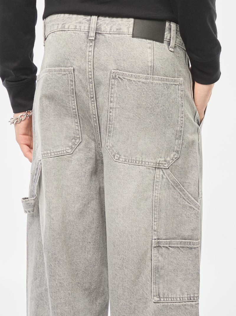 Jean large type carpenter à 5 poches Gris - Kiabi