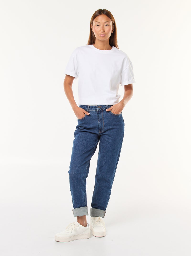 Jean mom 5 poches L34 Bleu - Kiabi