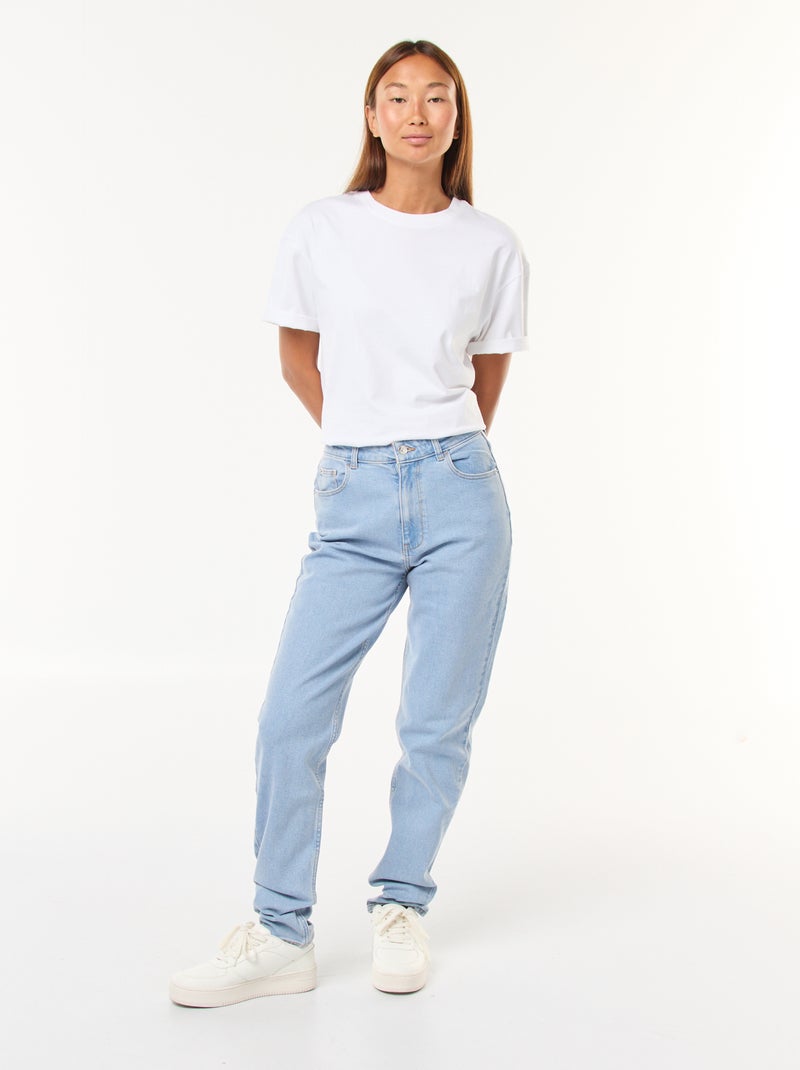 Jean mom 5 poches L34 Bleu - Kiabi
