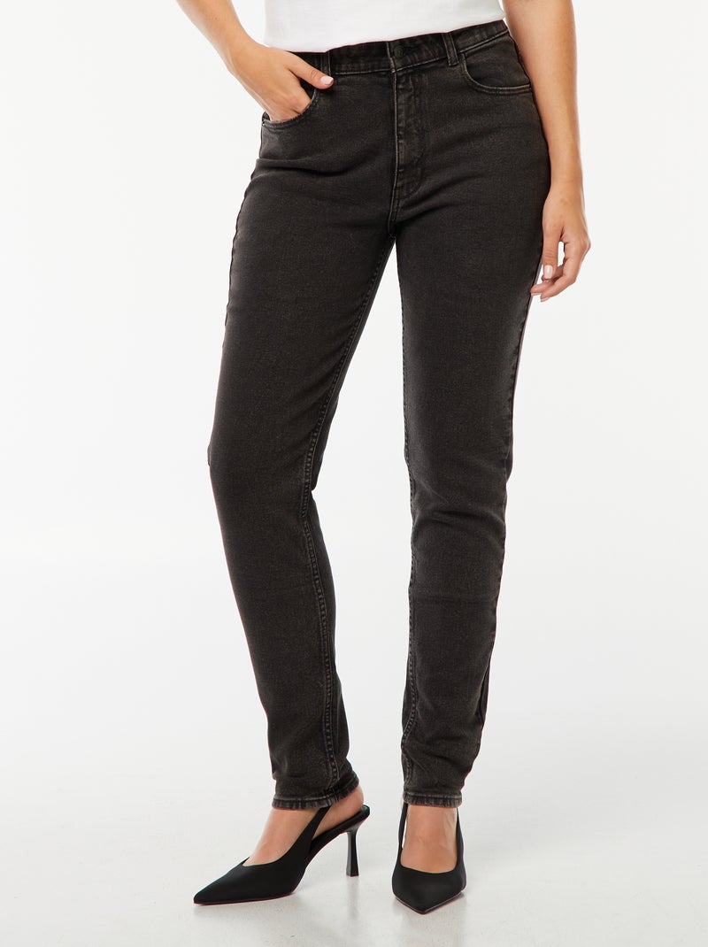 Jean mom 5 poches L34 Noir - Kiabi