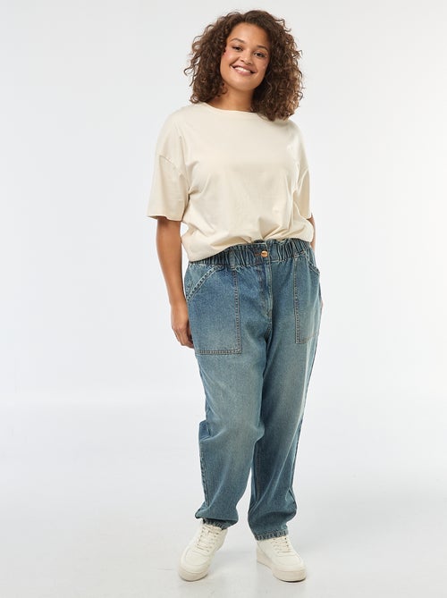 Jean mom à la taille élastiquée - Kiabi