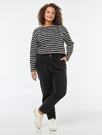 Jean mom à la taille élastiquée