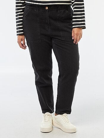 Jean mom à la taille élastiquée