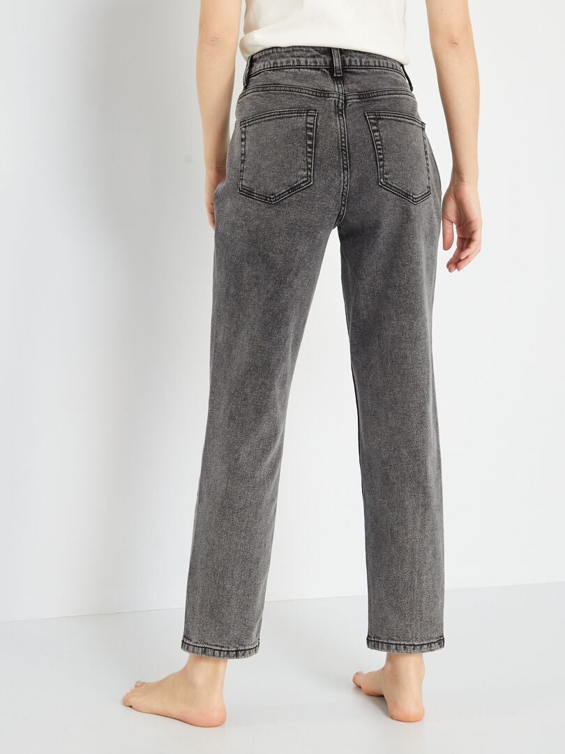 Jean mom à taille très haute - L30 Gris - Kiabi