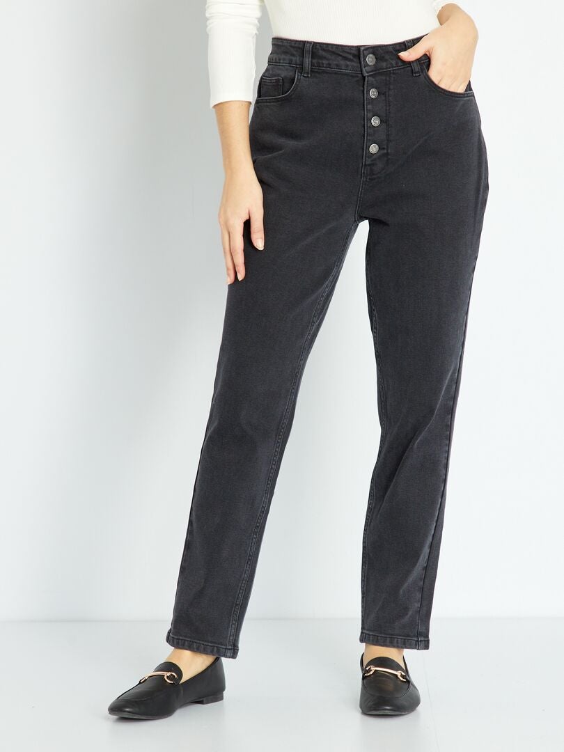 Jean mom à taille très haute - L32 - Noir - Kiabi - 20.00€