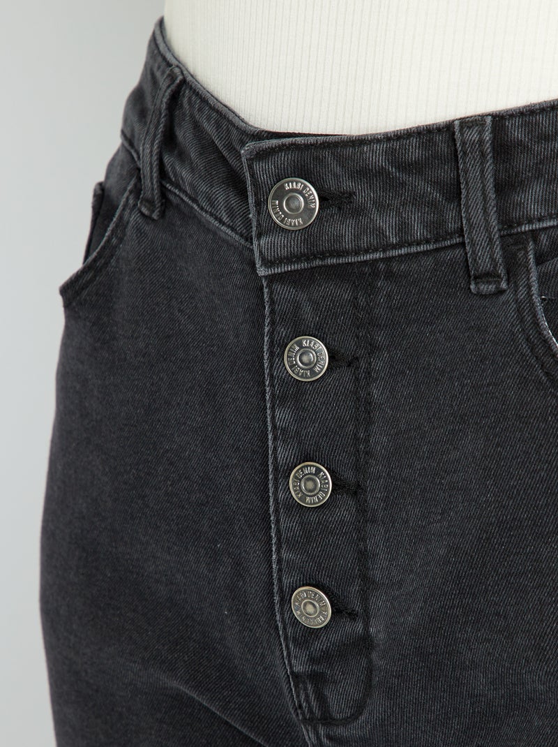 Jean mom à taille très haute - L34 Noir - Kiabi