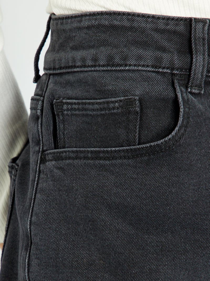 Jean mom à taille très haute - L34 Noir - Kiabi