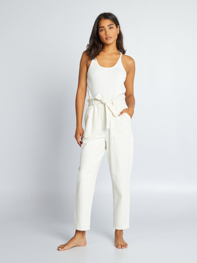 Jean mom avec ceinture Blanc - Kiabi