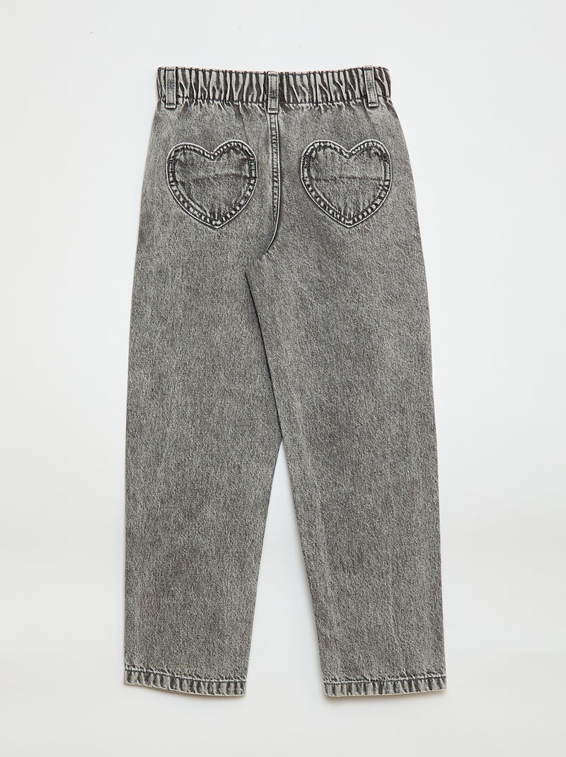 Jean mom avec poches en forme de cœur Gris - Kiabi