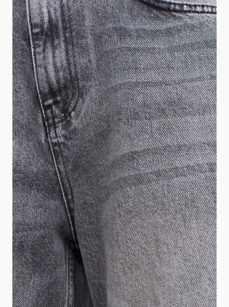 Jean mom droit à taille haute dilvin Gris clair - Kiabi