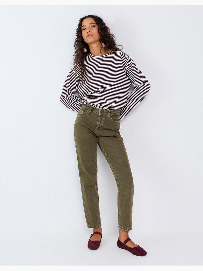 Jean mom fit, mo fashion Vert - Kiabi