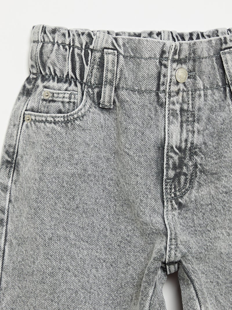 Jean mom paperbag Gris - Kiabi