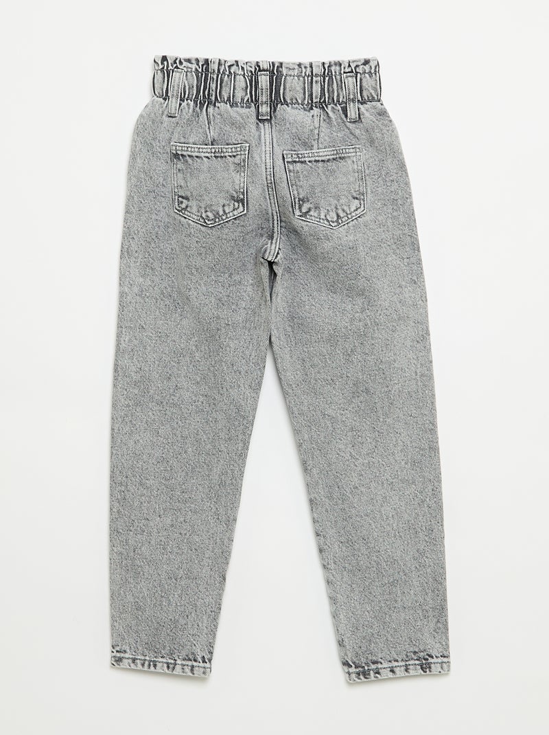 Jean mom paperbag Gris - Kiabi