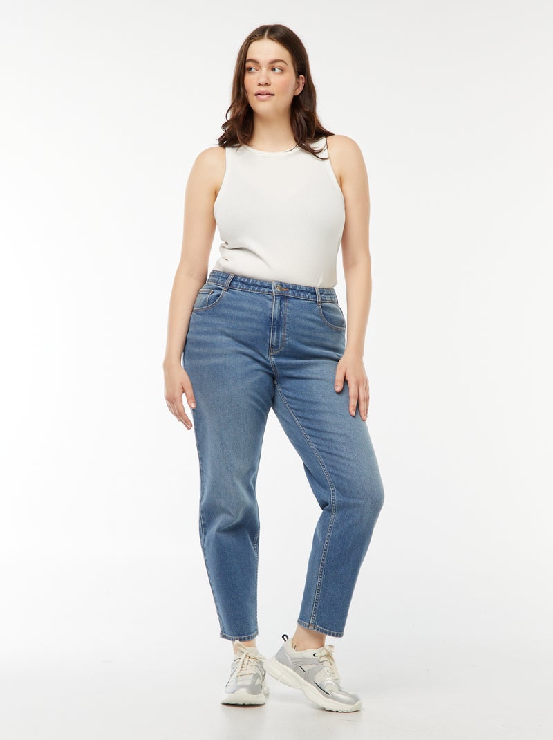 Jean mom taille haute - L30 Bleu - Kiabi