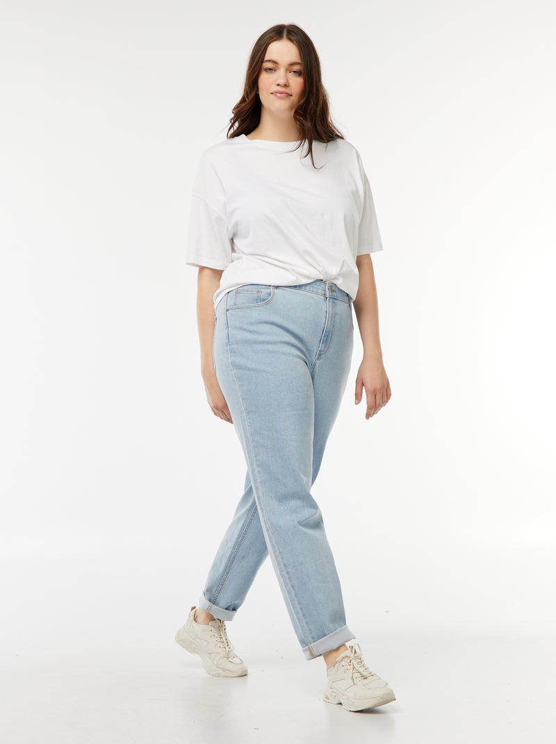 Jean mom taille haute - L30 Bleu - Kiabi