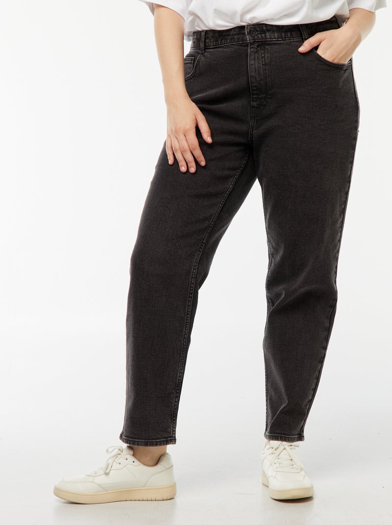 Jean mom taille haute - L30 Noir - Kiabi