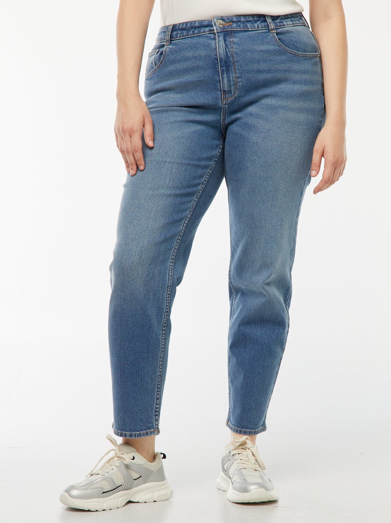 Jean mom taille haute - L34 Bleu - Kiabi