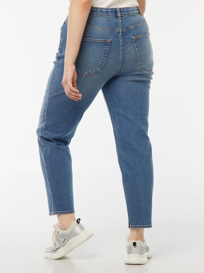Jean mom taille haute - L34 Bleu - Kiabi