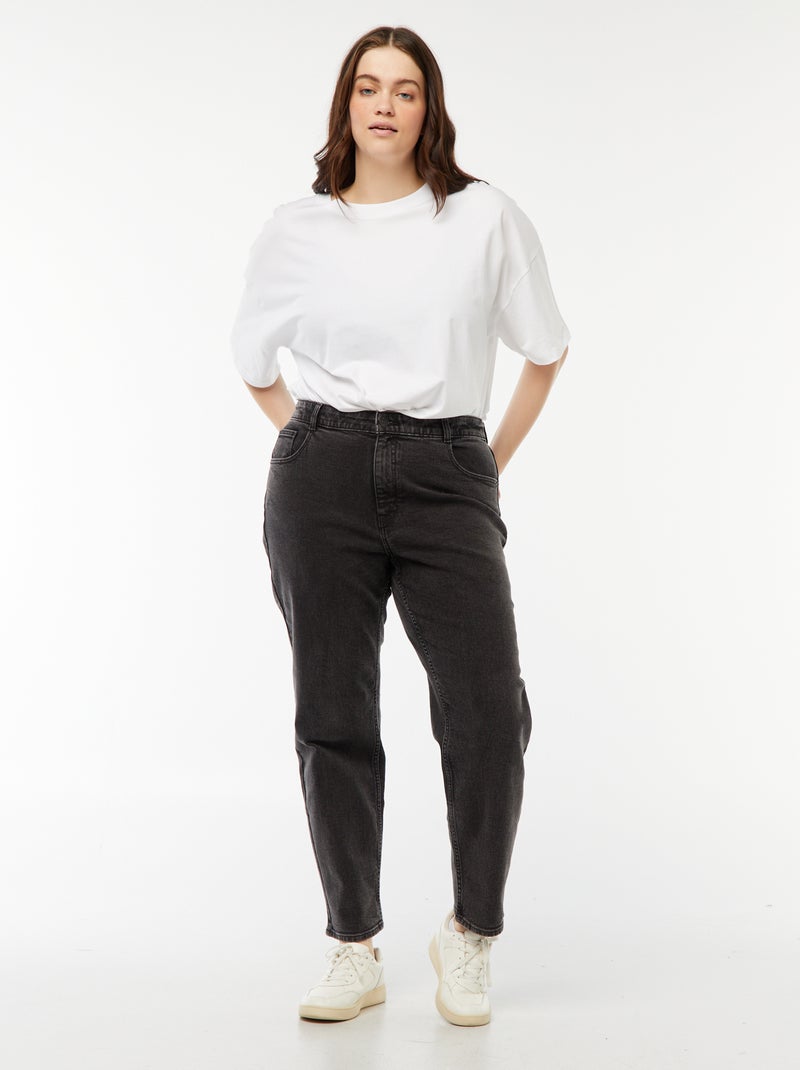 Jean mom taille haute - L34 Noir - Kiabi