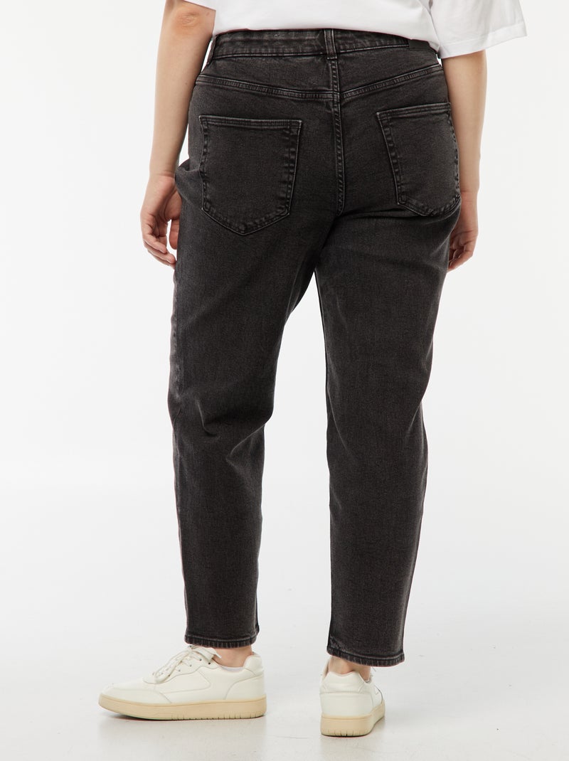 Jean mom taille haute 5 poches - L32 Noir - Kiabi
