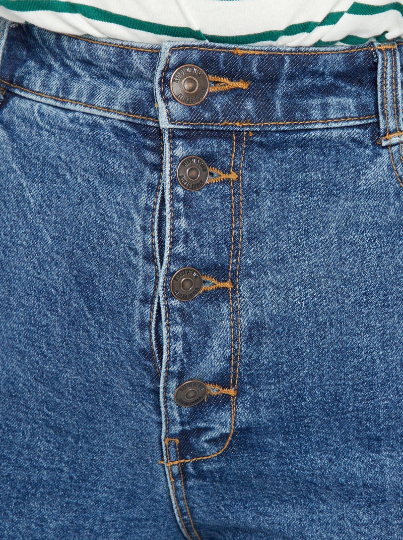 Jean mom taille haute à 5 poches - L28 Bleu - Kiabi