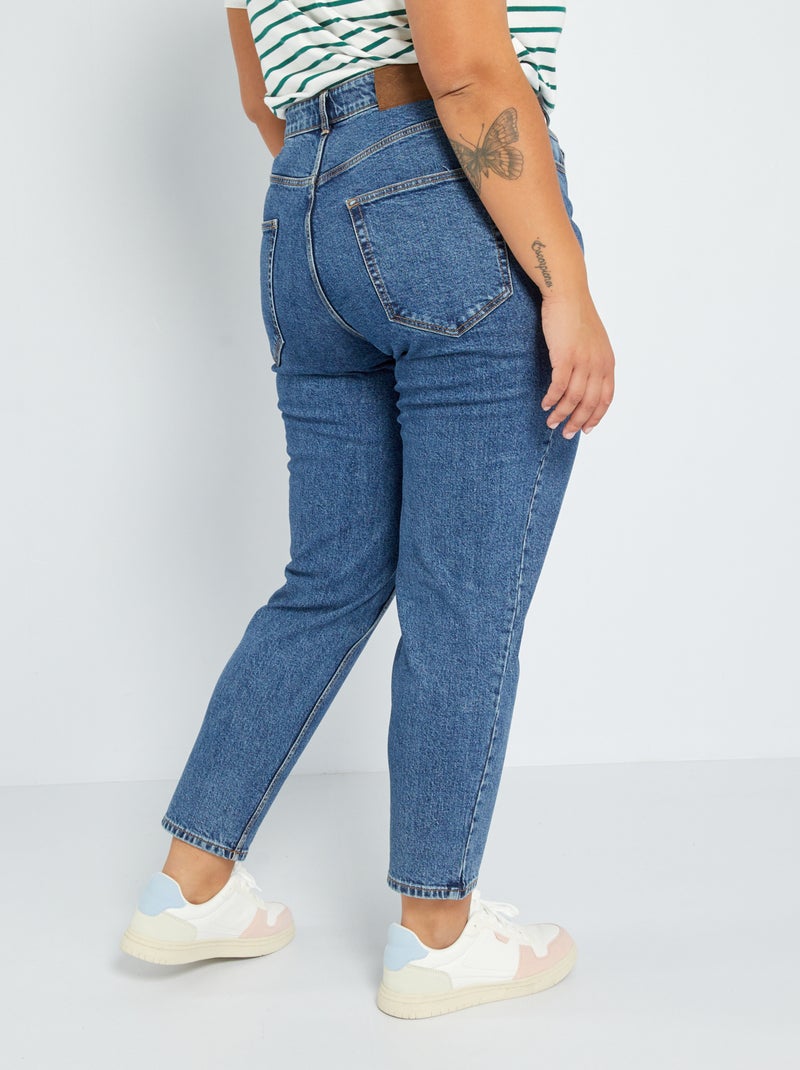 Jean mom taille haute  à 5 poches - L32 Bleu - Kiabi