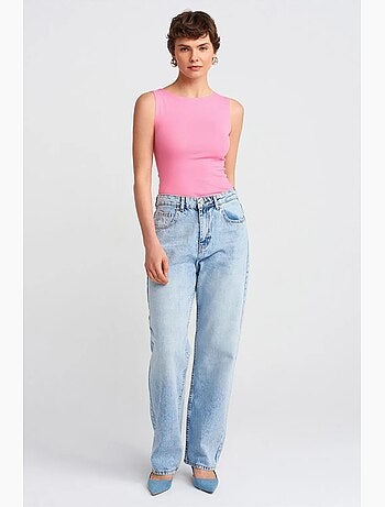 Jean mom taille haute à jambe droite dilvin