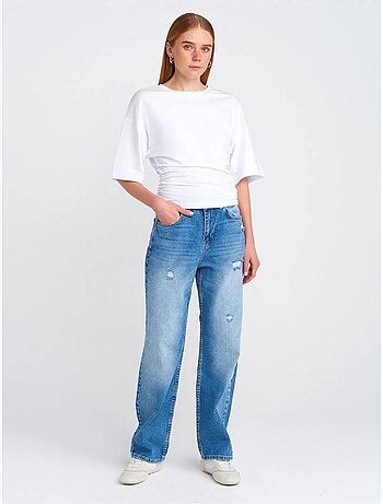 Jean mom taille haute à jambe large dilvin