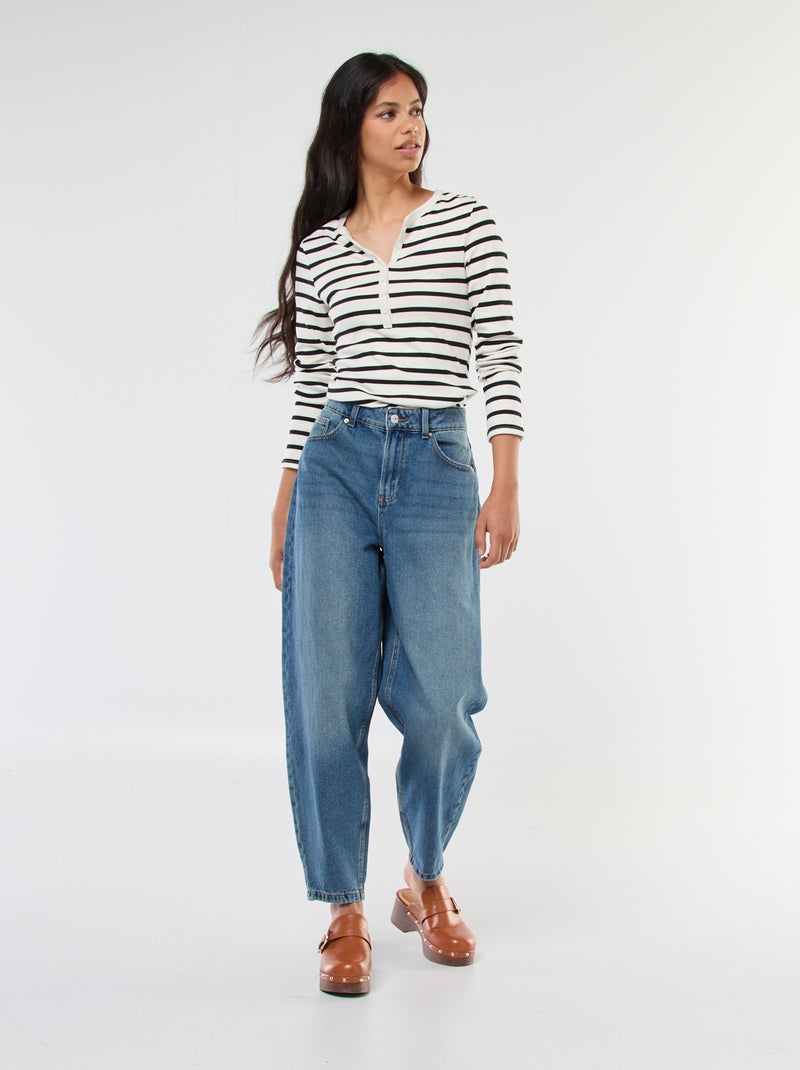 Jean mom taille haute Bleu - Kiabi